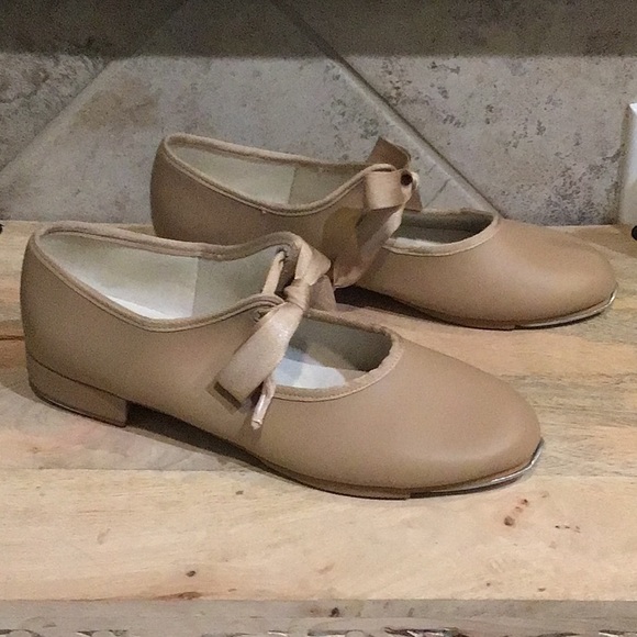 TAP SHOES Women’s/Big Girls Sz 6 M Taupe - Picture 3 of 5